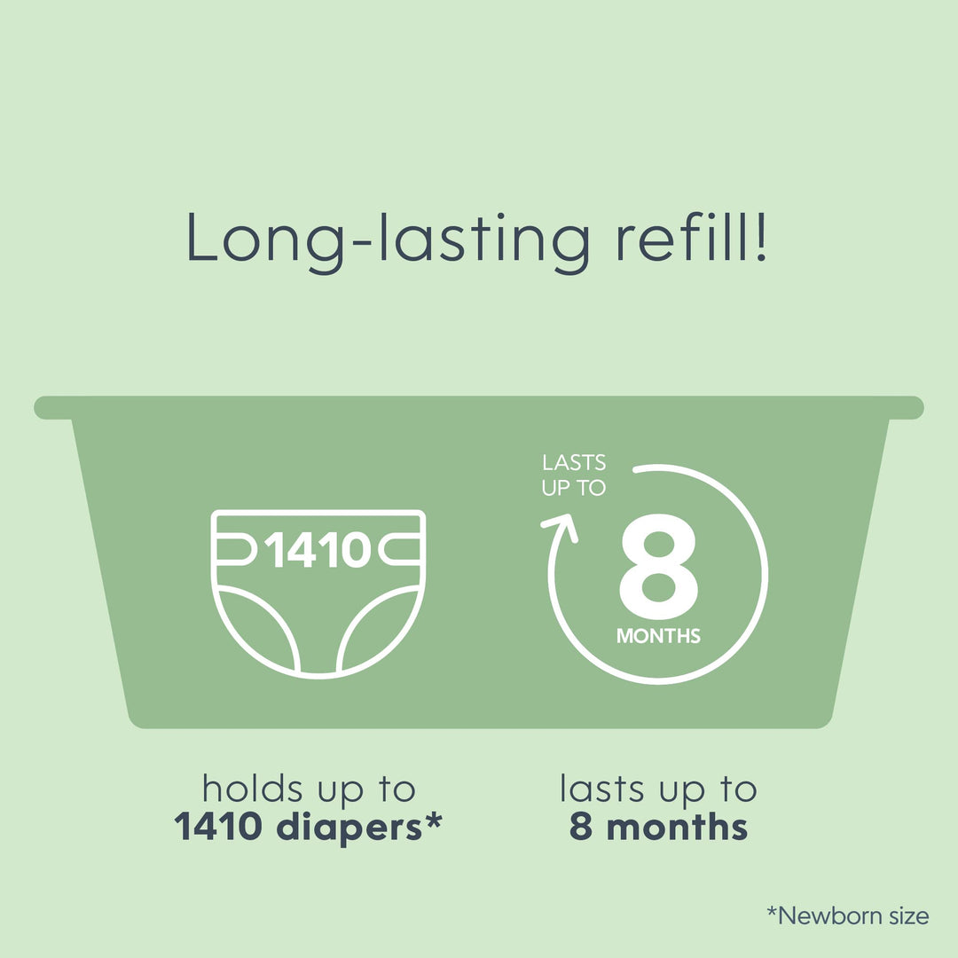 Easy Roll Refill with 30 Bags | Lasts Up to 8 Months or Holds Up to 1410 Newborn Diapers Per Refill