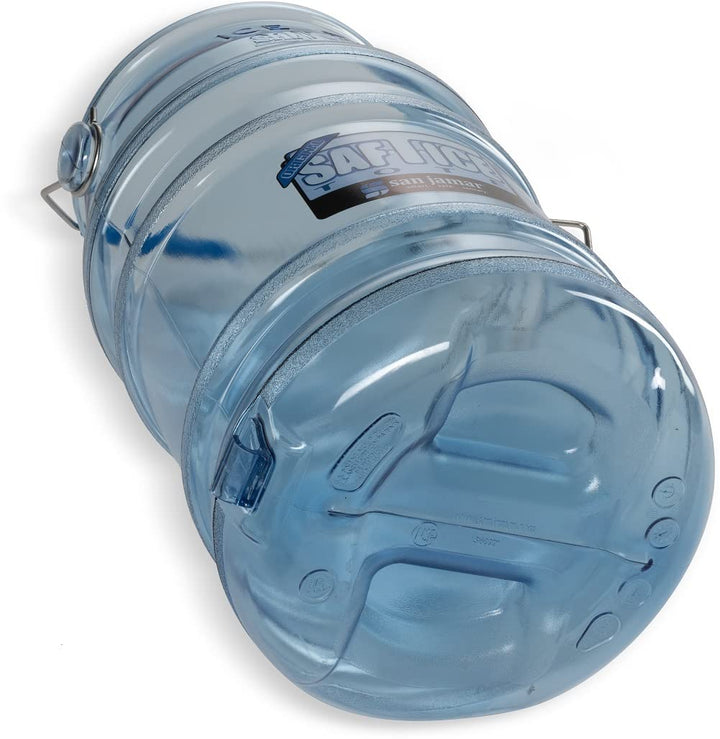 Saf-T-Ice Plastic Ice Tote, Ice Bucket with Drying and Storage Hook for Restaurants, Bars, Catering Events, Buffets, 6 Gallons, Blue