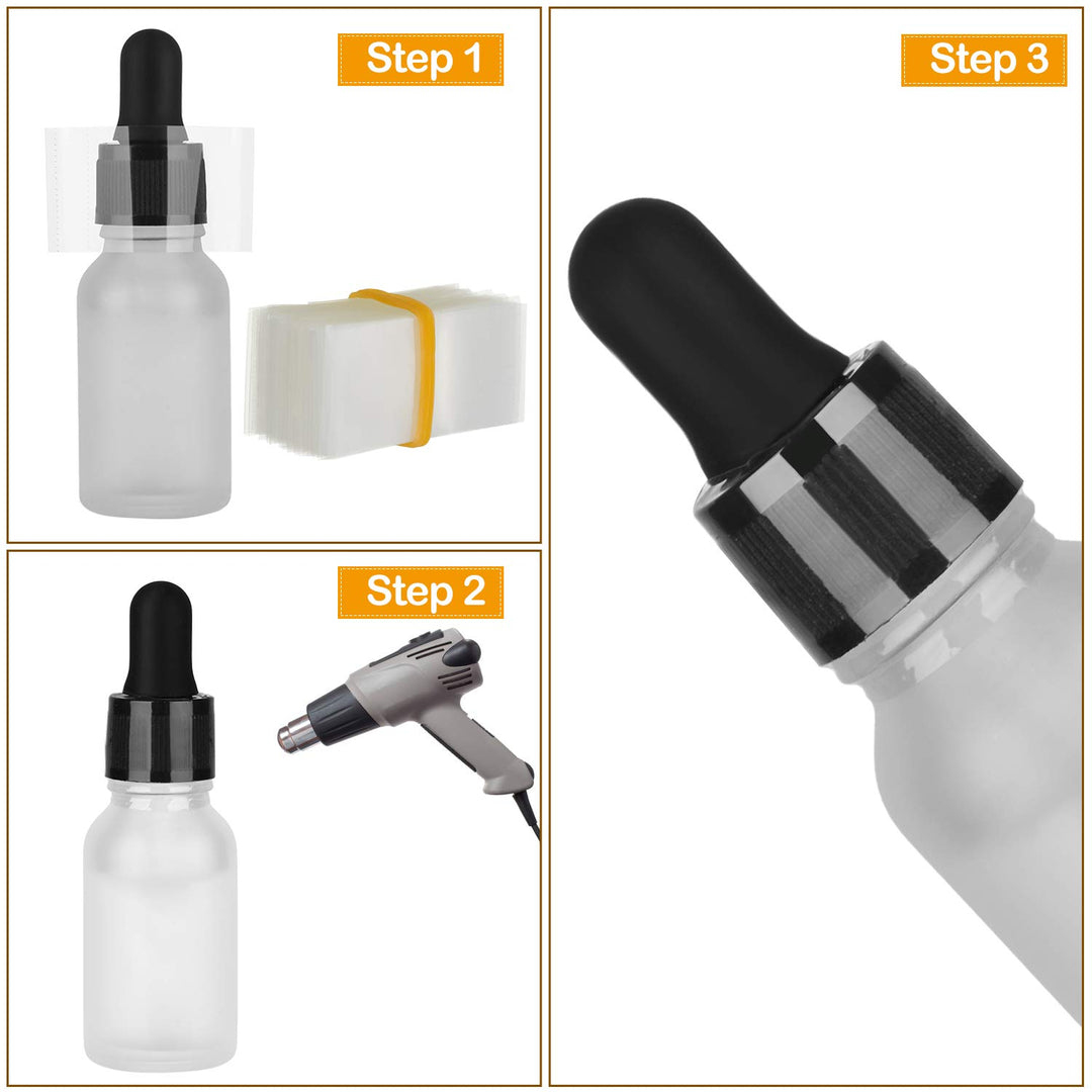500 Pcs Shrink Wrap Perforated for Bottles Heat Shrink Bottle Seals for Essential Oil Bottle, Dropper Bottle, Test Tube Hot Sauce Bottles(Clear, 4.5 x 1.1 Inch, Diameter 2-1/2 to 2-3/4 Inch)
