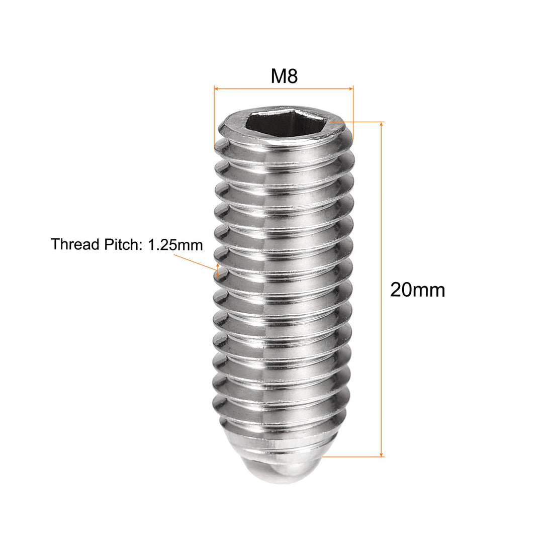 Ball Point Set Screws, M8 x 20mm 304 Stainless Steel Metric Spring Hex Socket Screw 8pcs