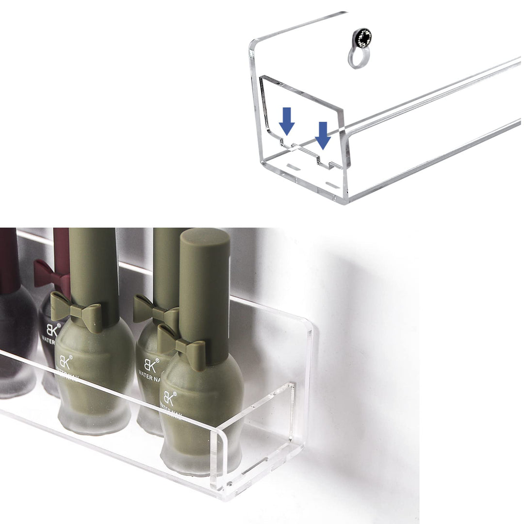 6Pcs/Set Acrylic Nail Polish Rack Wall Mounted,Lipstick Essential Oil Bottle Holder Organizer,Nail Paint Display Stand Shelf for Storage