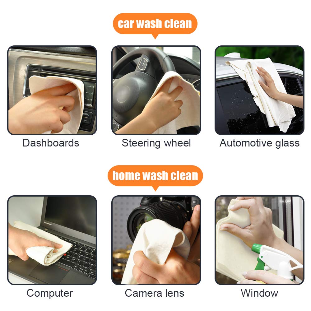 Chamois Cloth for Car Natural Chamois Leather Car Chamois Drying Towel,60 cm X 80 cm 5.8 Square FT