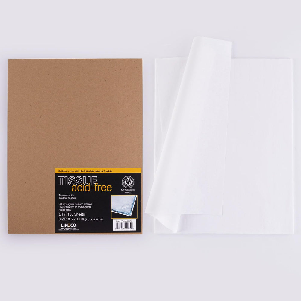 Buffered Acid-Free Interleaving Tissue 8.5 x11, Archival Tissue Extends Life of Papers, Photographs, Artwork and Textiles, for Black & White, Color, and Albumen Prints, Pack of 100