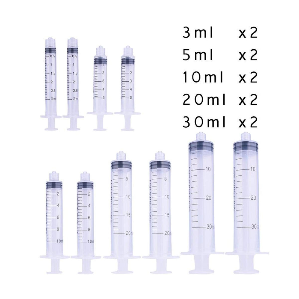Needle with industry Syringe Set-10pcs 3ml,5ml,10ml,20ml, 30ml with 20pcs Different Size 1/2 Stainless Blunt Tip Needle Used for DIY manual dispensing, ink, etc.