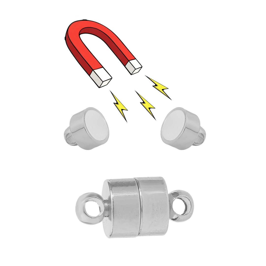 10-Piece Magnetic Necklace Bracelet Clasps and Closures for Jewelry Making Magnet Jewelry Extenders for Women, Rhodium Plated