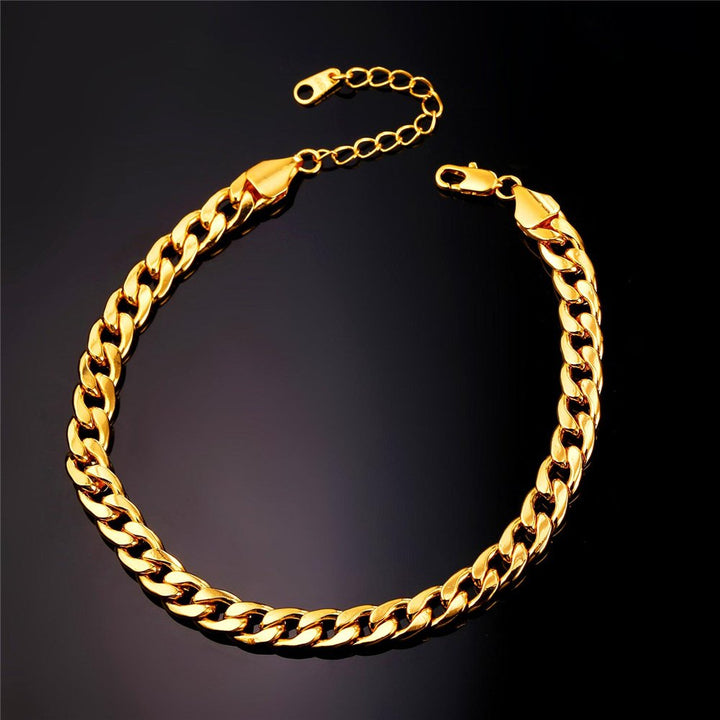 Barefoot Jewelry 18K Gold Plated Cuban Chain Anklet Women/Men Foot Bracelet, 22-27 CM Long