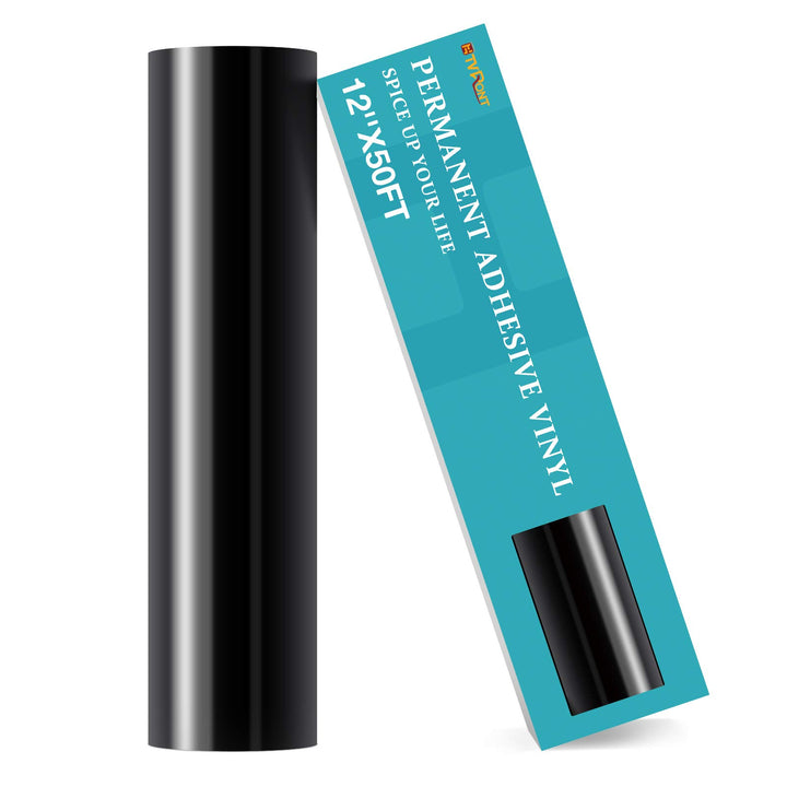 Black Permanent Vinyl for Cricut - 12 x 50 FT Black Vinyl Roll, Adhesive Vinyl Sheets for Cricut, Silhouette and Cameo