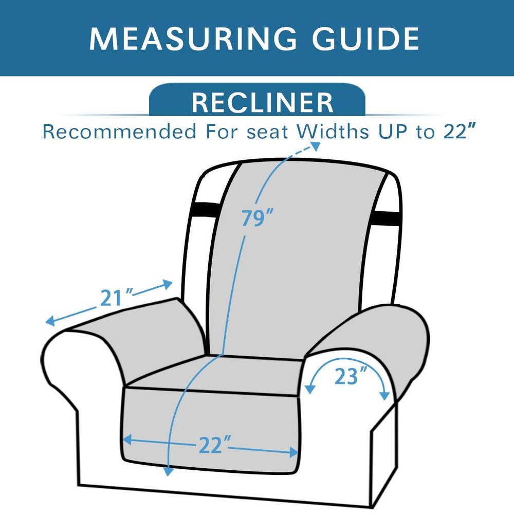 Reversible Quilted Recliner Covers Recliner Chair Cover Water Resistant Furniture Protector Washable Couch Cover with Elastic Straps for Kids, Pets (Recliner, Ivory/Beige)