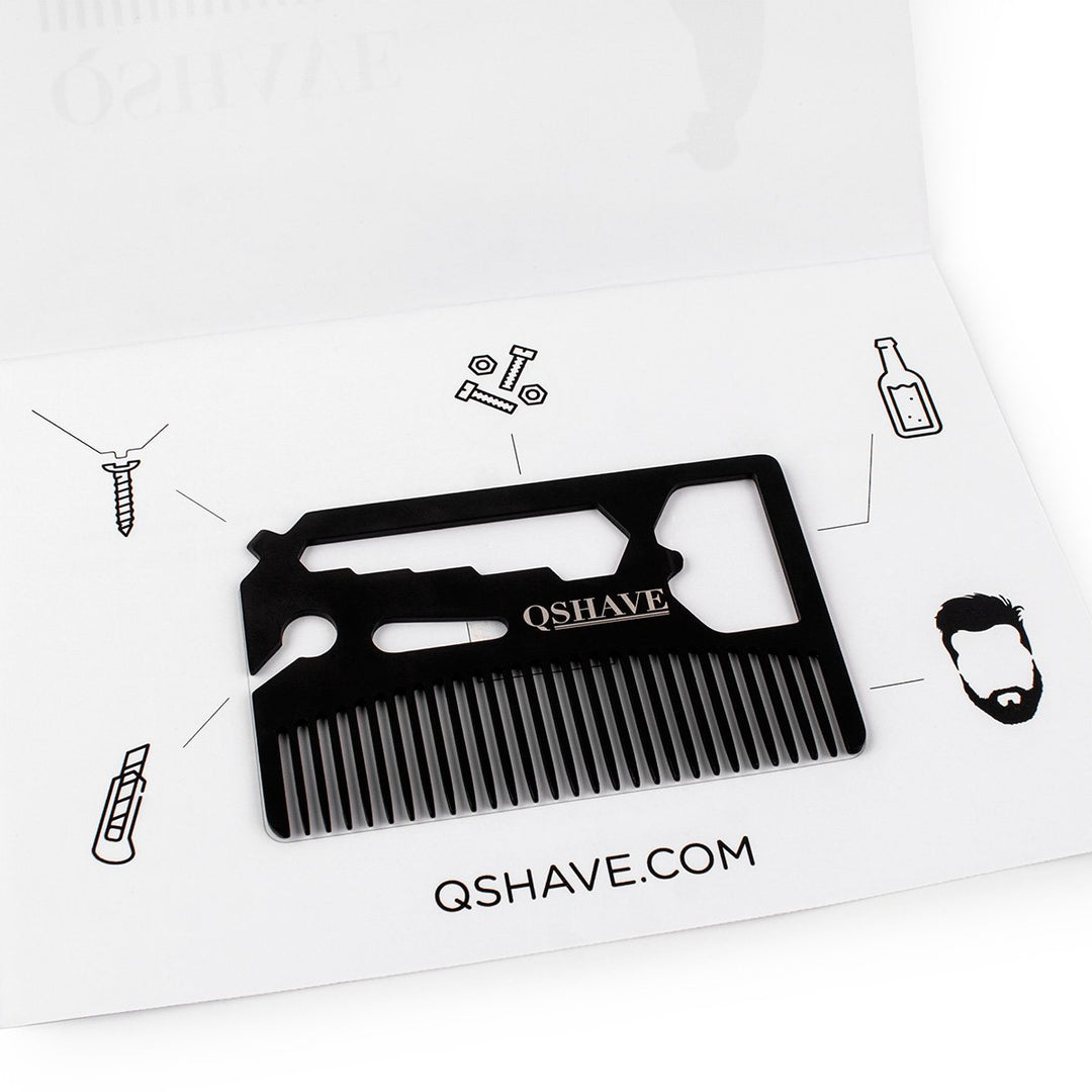 Multifunctional Utility Comb Fits in Your Wallet (Comb, Bottle Opener, Wrench, Screw Driver, Knife Blade breakaway)