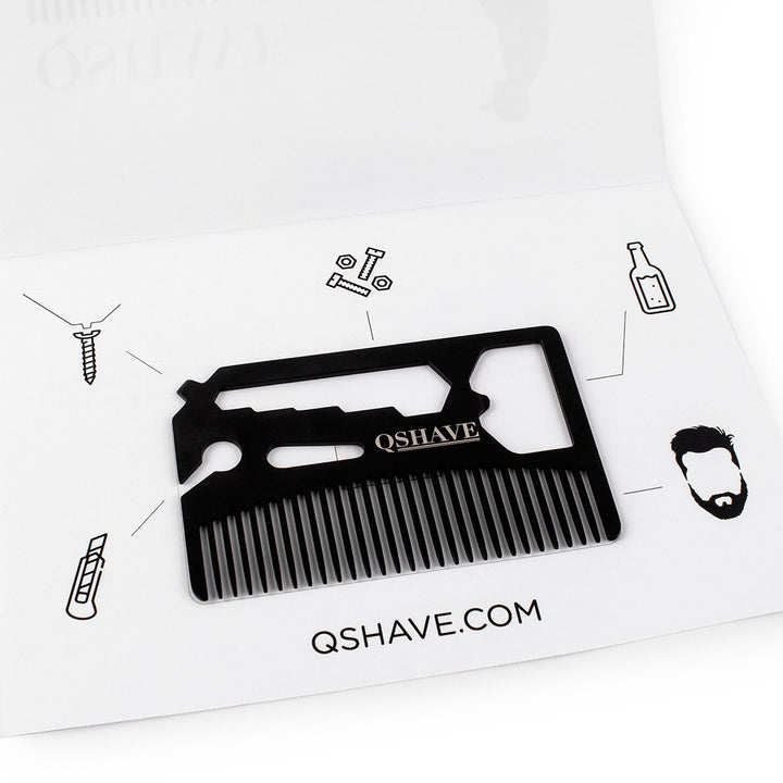Multifunctional Utility Comb Fits in Your Wallet (Comb, Bottle Opener, Wrench, Screw Driver, Knife Blade breakaway)