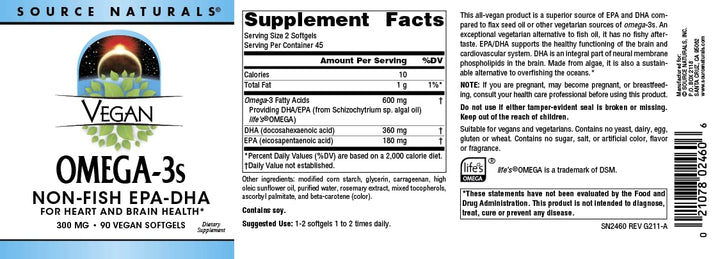 Vegan Omega 3s Epa-Dha* 300mg - 90 Softfgels