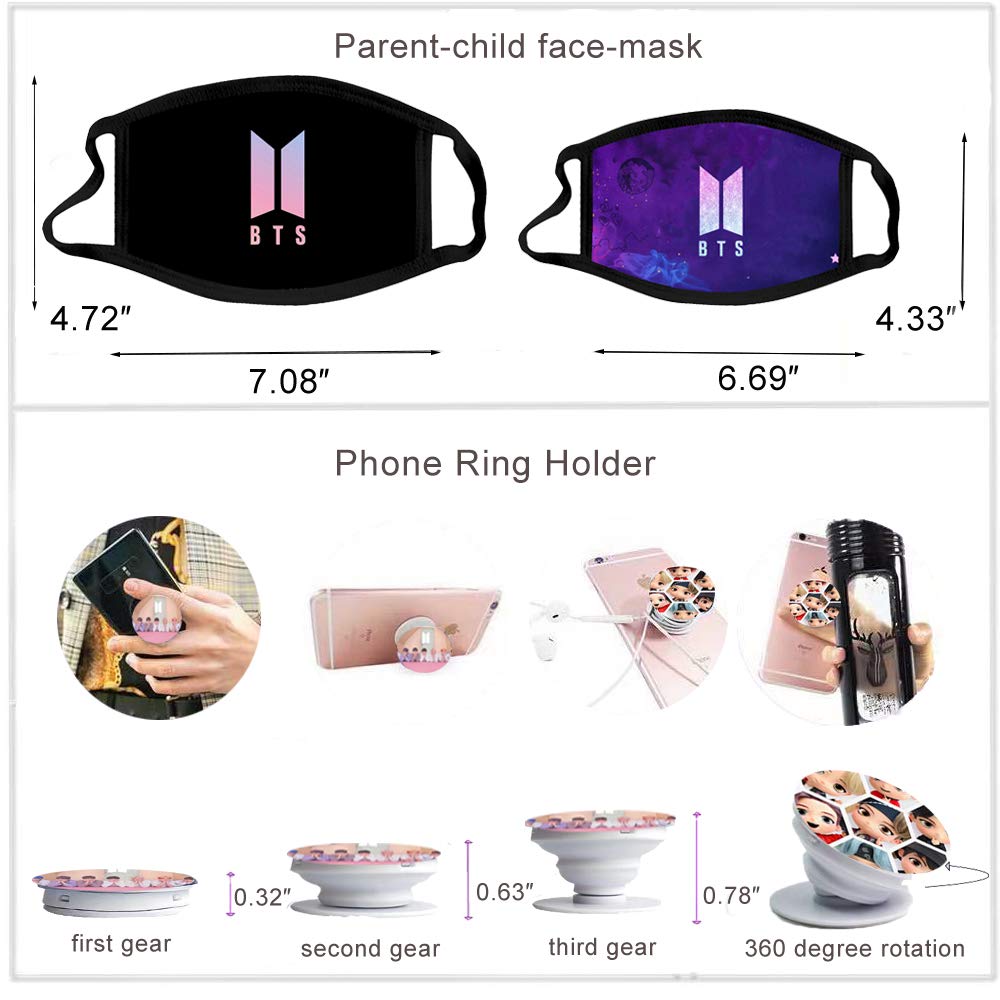 Hills Fans Bangtan Boys Bag Gift Sets Including Drawstring Bag Backpack Stickers,Lanyard,Face-Masks,Keychain,Necklace,Bracelets,Phone Ring Holder, Button Pins