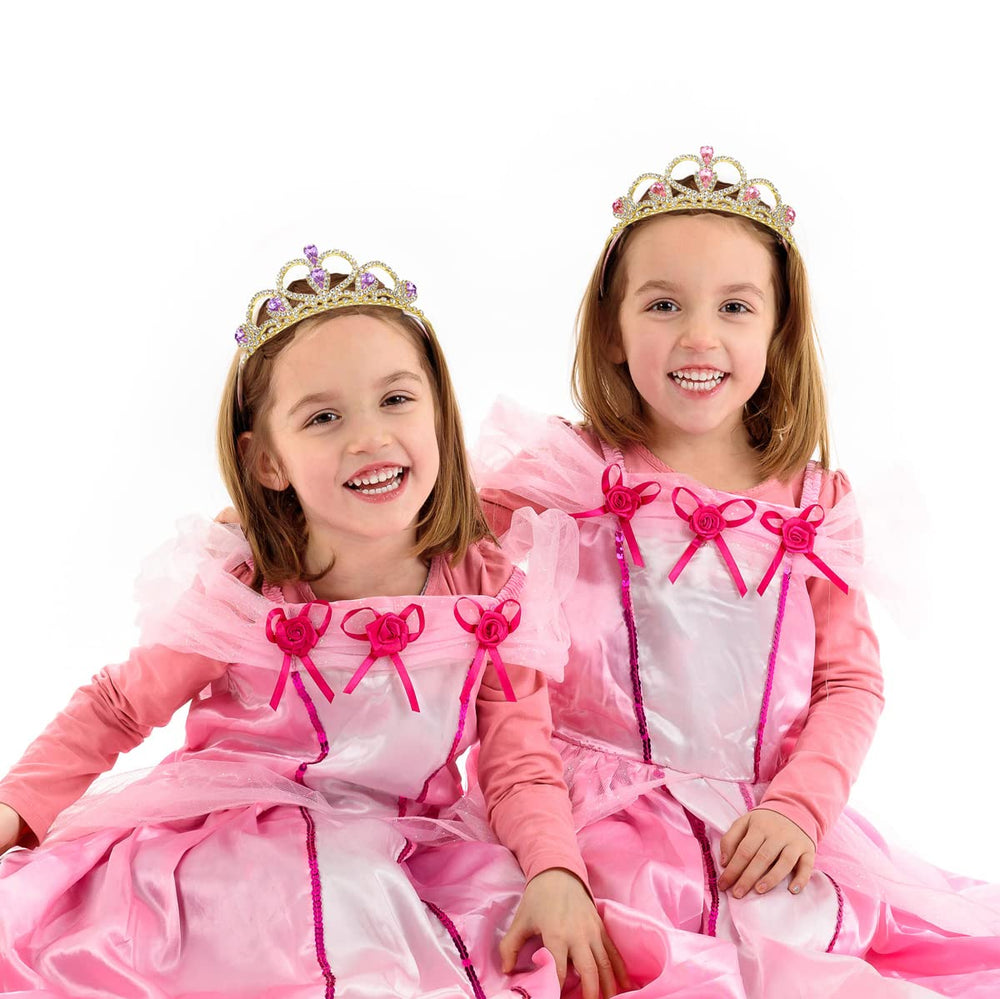 Pink Gems Rhinestone Gold Tiara Birthday Princess Party