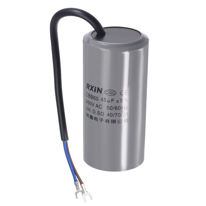 CBB60 Run Capacitor 45uF 450V AC 2 Wires 50/60Hz Cylinder 105x50mm with Terminal for Air Compressor Water Pump Motor