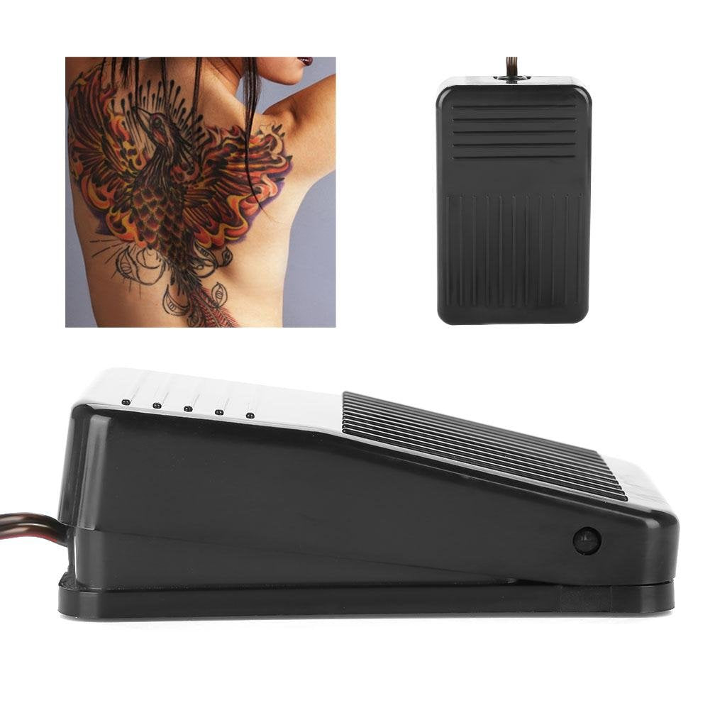Black Bevel Anti Slip Tattoo Foot Pedal,Compact Tattooing Switch Tattoo Tool Tattoo Machine with Power Cord Kit