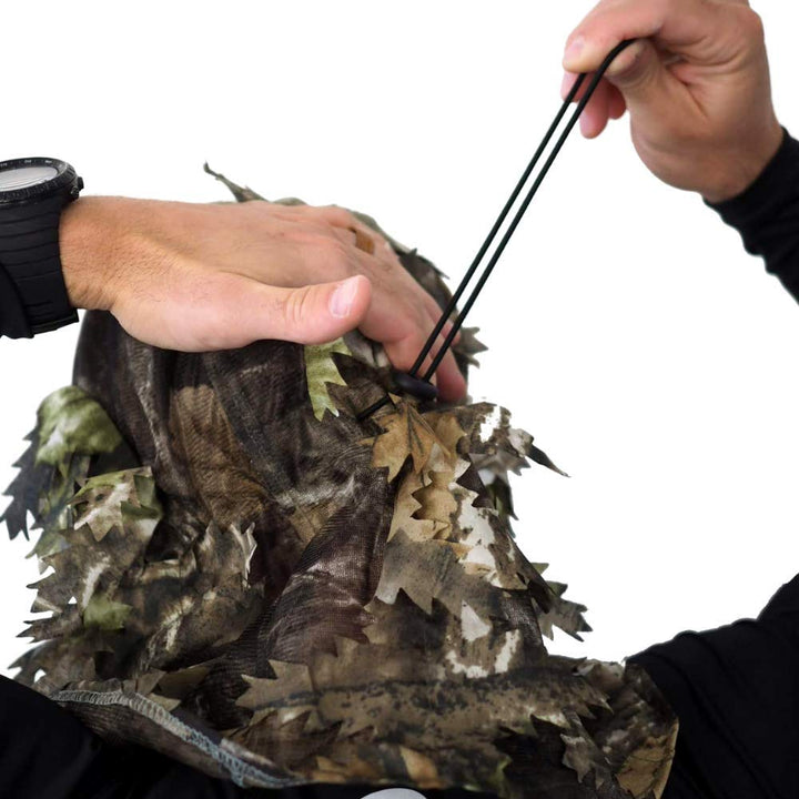 Camo 3D Leaf Ghillie Camouflage Face Mask. Leafy, Full Coverage, Breathable Hunting Mask with Customizable Fit. Great for Turkey Season! (Dark Woodland)