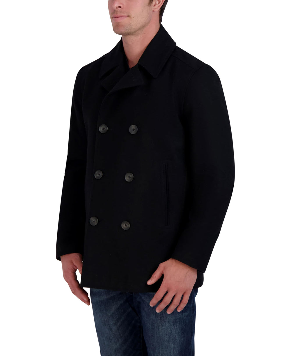 mens Classic Double Breasted Peacoat Pea Coat, Black, Medium US