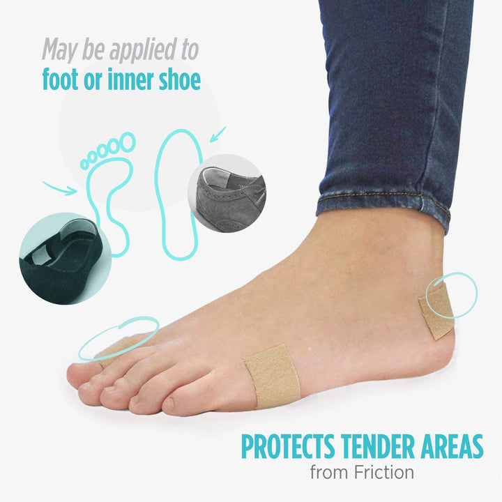 Super Moleskin Padding, Protects Tender Areas of The Foot from Friction, Light Brown, 3 Count, Pack of 3