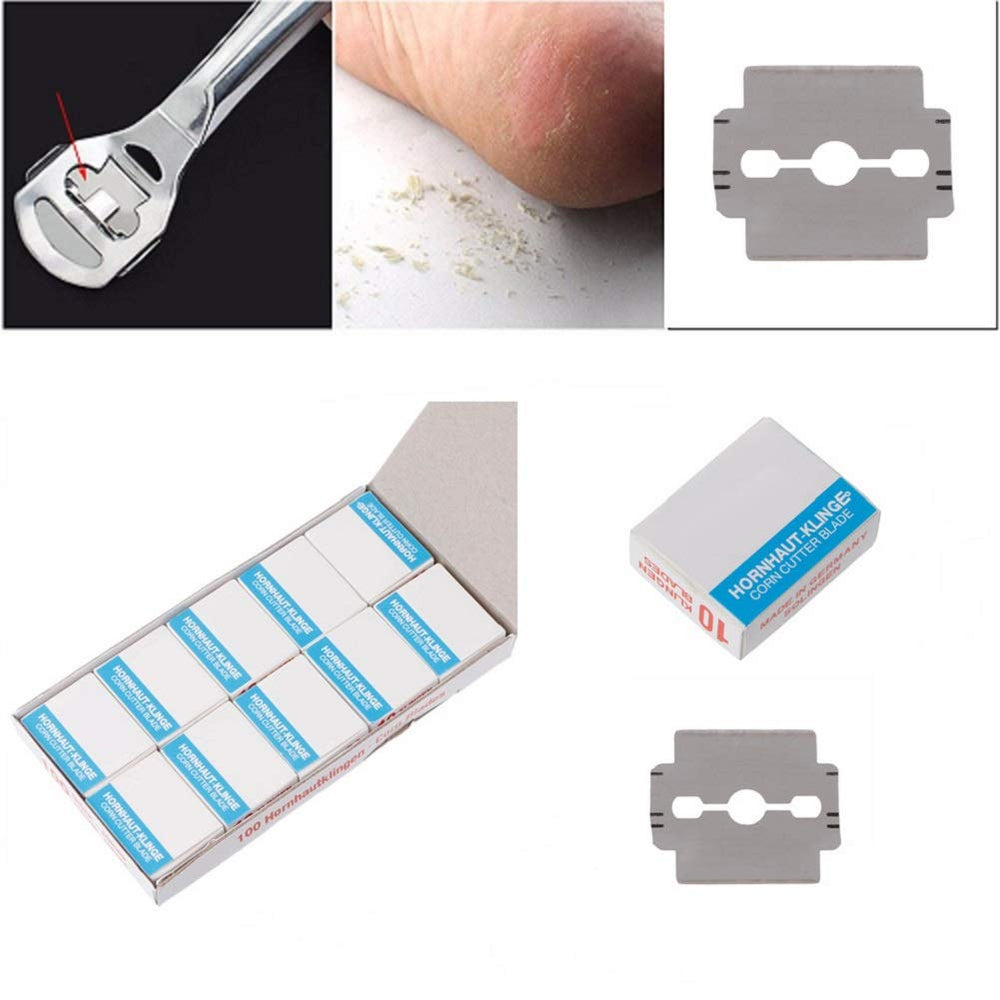 Vip Beauty Shop Stainless Steel Blade: 100Pcs Stainless Steel Sharp Replacement Corn Blades For Foot Hard Dead Skin Remover Hand Foot File Foot Care Pedicure Machine (Stainless Steel