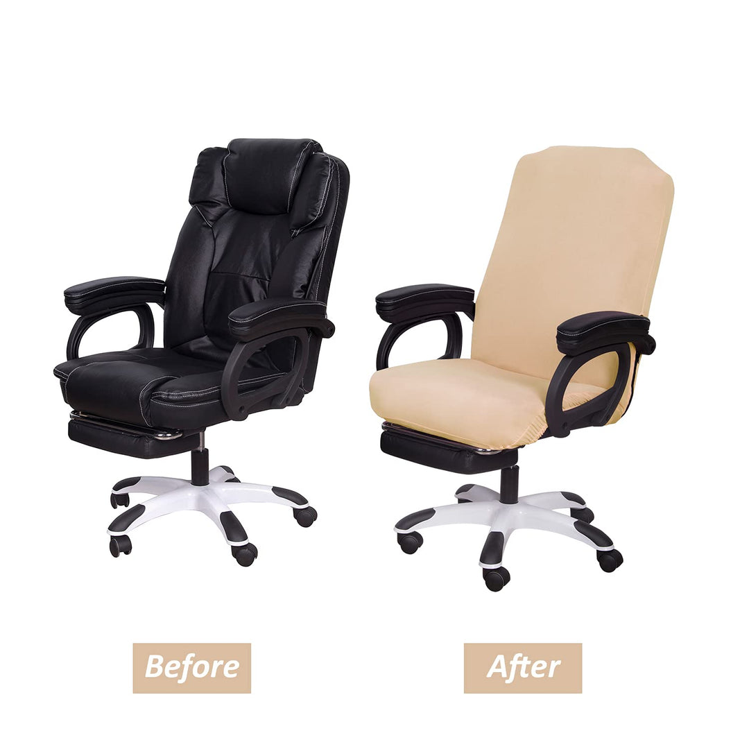 Office Chair Covers- Large, Champagne- Removable Computer Chair Covers for Office Chair with Zipper for Universal Rotating Chair Desk Chair Cover Chair Seat Washable Protector for Pet