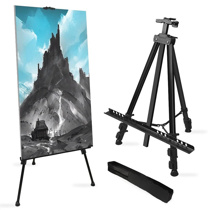 72Inches Art Painting Display Easel Stand,Portable Adjustable Metal Tripod with Art Easel,Easel for Painting Canvases Height from 22-72”for Table-Top/Floor Painting, Displaying,Black
