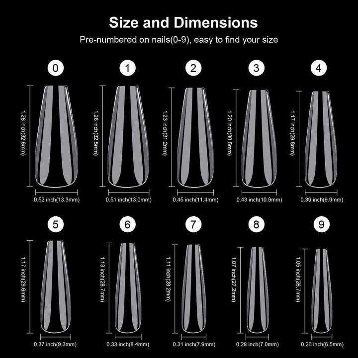 Clear Long Coffin Shaped Fake Nails, Ballerina Full Cover Acrylic Nail Tips, 100pcs Artificial False Nails with Nail File/Cuticle Pusher/Case for Salon Nail Art, DIY Long Coffin Nails Design Kit