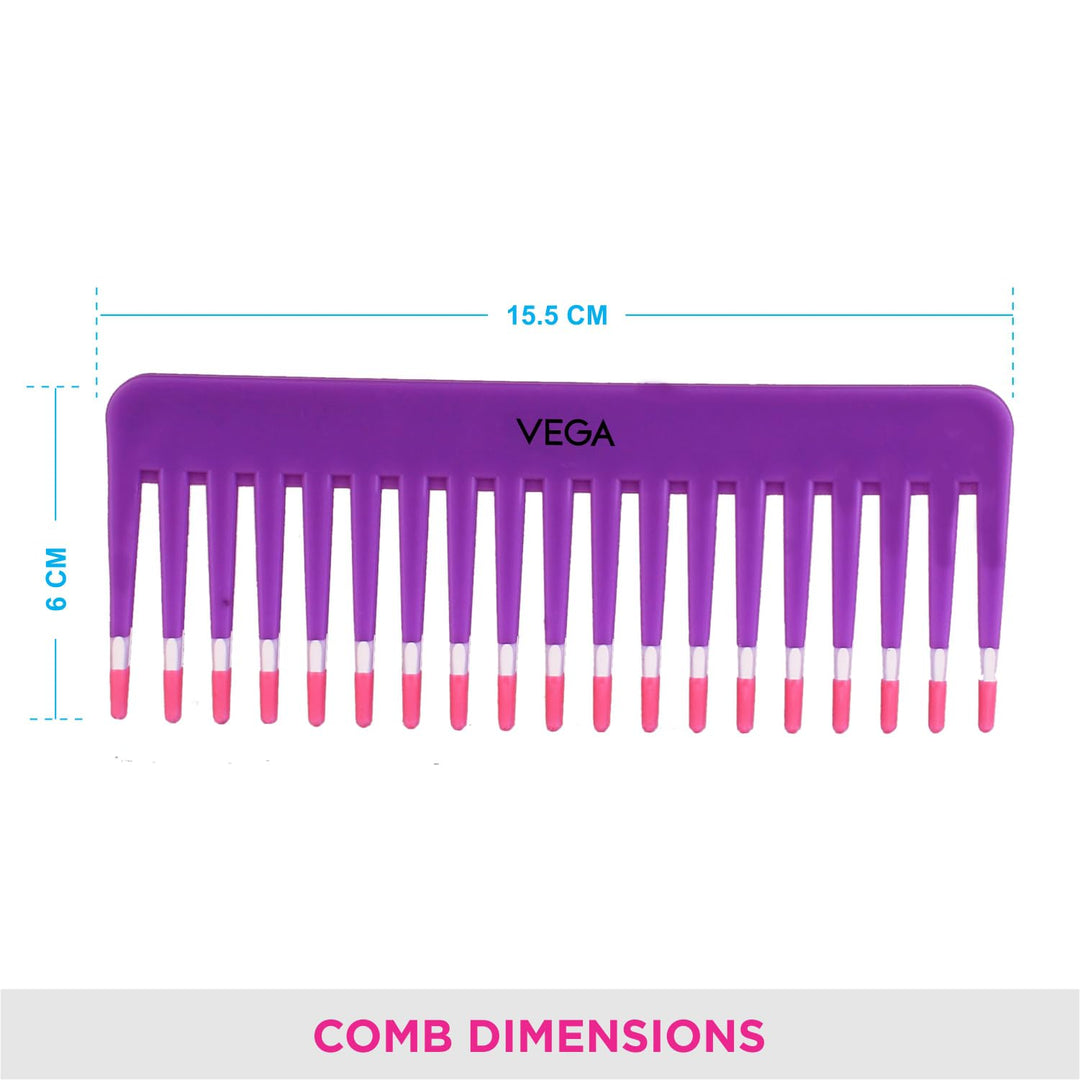 Vega Lilac Shampoo Comb (India's No.1* Hair Comb Brand) for Detangling Hair, Purple (1268)