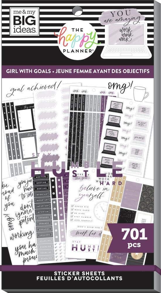Sticker Value Pack - Planner Accessories - Girls With Goals Theme - Multi-Color - Great for Planning & Organizing - 30 Sheets, 701 Stickers