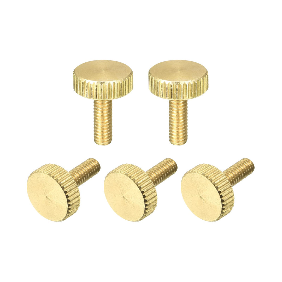 Knurled Thumb Screws, M4x12mm Flat Brass Bolts Grip Knobs Fasteners for PC, Electronic, Mechanical 5Pcs