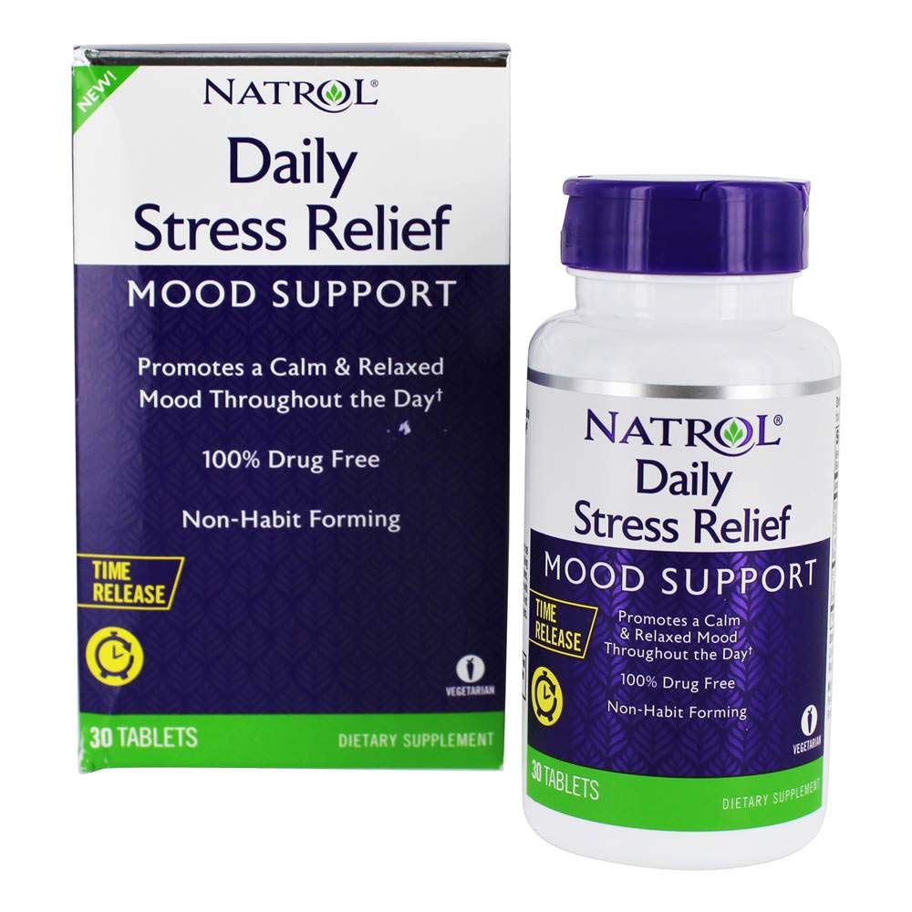 Daily Stress Relief 100 mg, Dietary Supplement, Mood + Stress, 30 Tablets, 30 Day Supply