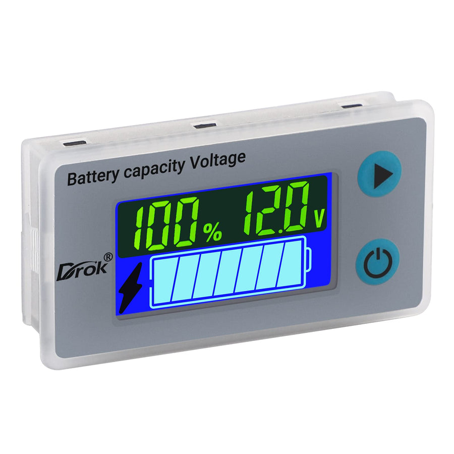 12V Battery Monitor, Digital Battery Capacity Tester, Percentage Level Voltage Temperature Switch Meter Gauge 12V LCD Display Marine RV Battery Power Indicator Panel