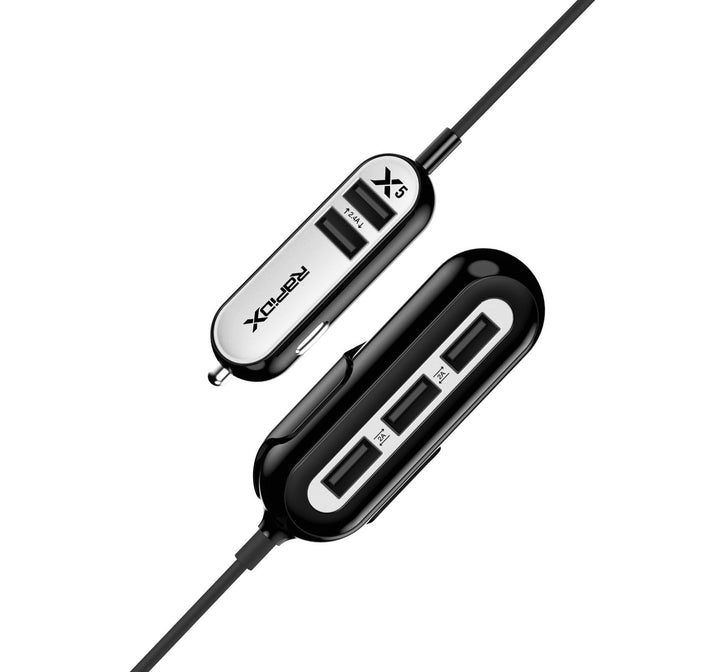 X5 5 USB Ports Car Charger 22.4A White