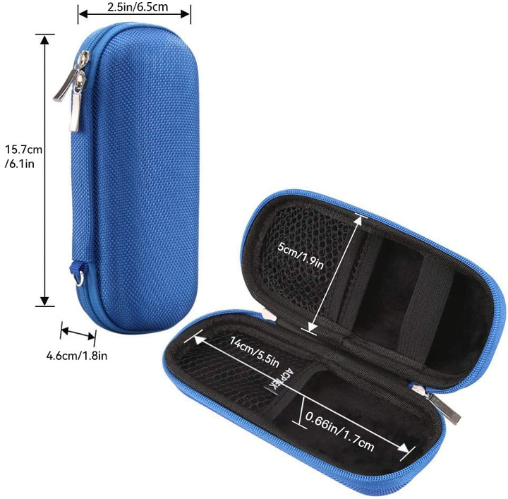 Carrying Case, EVA Zipper Carrying Hard Case Cover for Digital Voice Recorders, MP3 Players, USB Cable, Earphones-Bose QC20, Memory Cards, U Disk, Blue