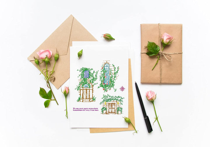 Fairy Door Window Vines Clear Stamps for Card Making Scrapbooking Crafting DIY Decorations, Words Transparent Silicone Seal Stamps for Embossing Album Crafts
