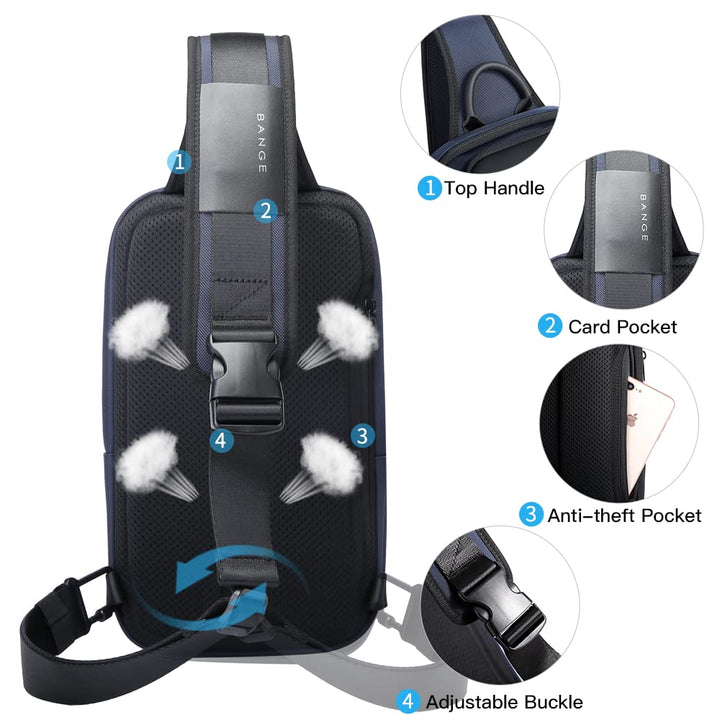 Shoulder Bag for Men, Waterproof Crossbody Sling Backpack for Men… (7566Blue)