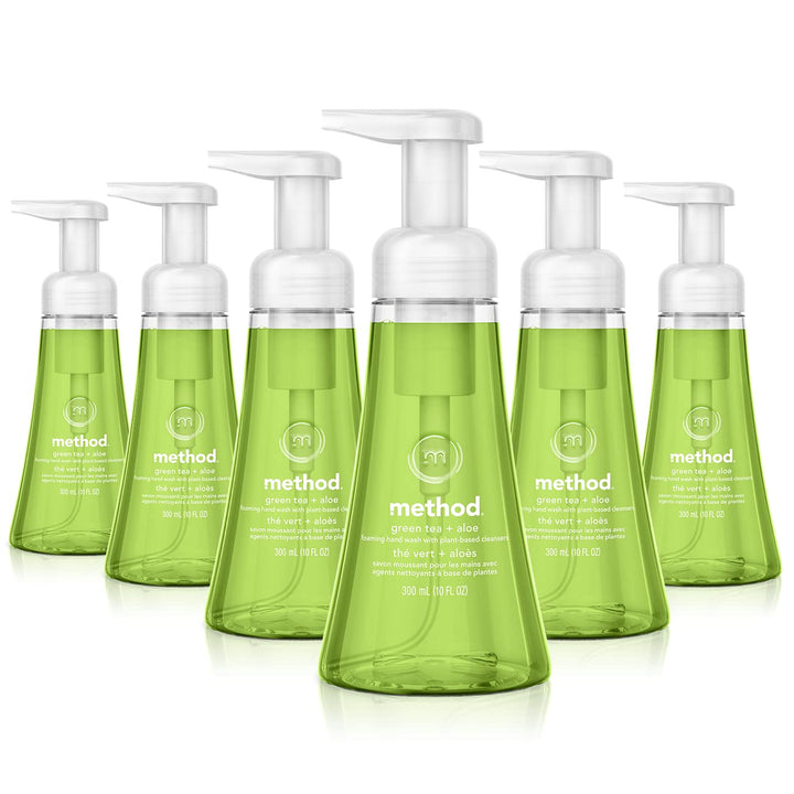 Naturally Derived Foaming Hand Wash, Green Tea + Aloe, 10 oz. (Pack of 6)