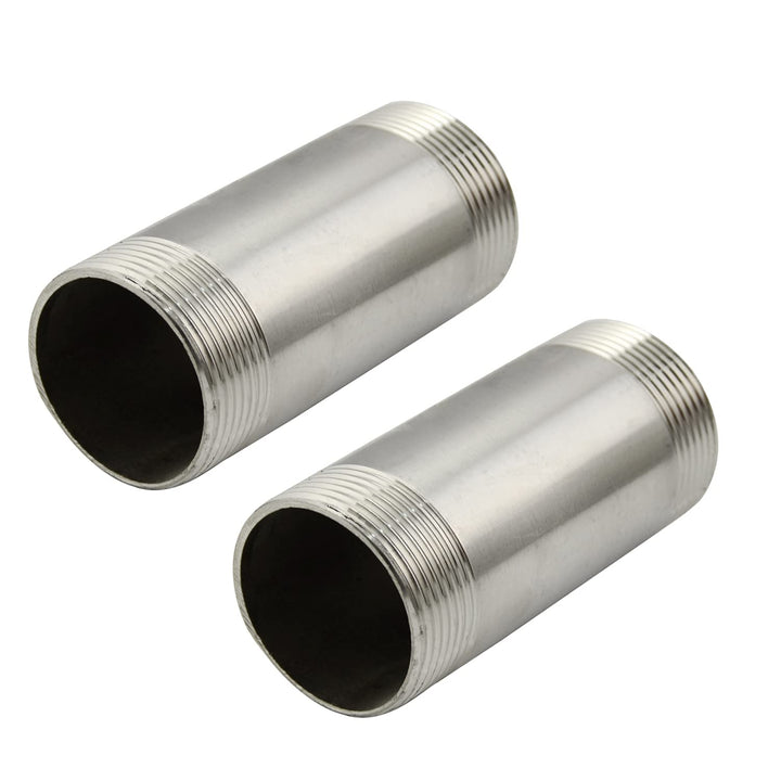2PCS Stainless Steel Pipe Fitting, 1/2 Male x 1/2 NPT Male Threaded SS304 Nipple Cast Extension Pipe, 8 Length