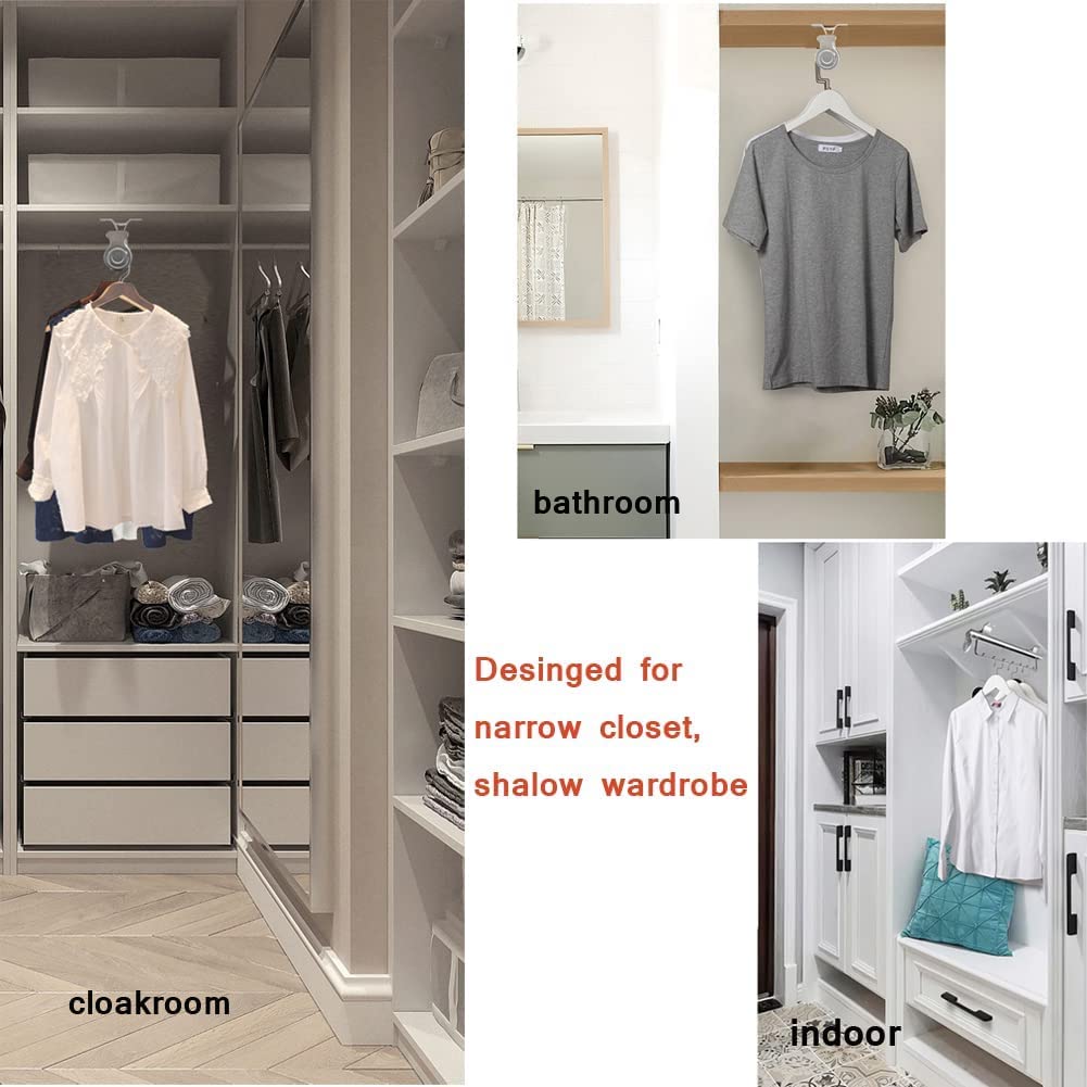 Pull out Closet Valet Rod Adjustable Closet Rod Heavy Duty Retractable Wardrobe Clothes Rail