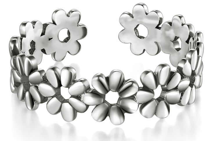 925 Sterling Silver Toe Ring, BoRuo Daisy Flower Hawaiian Adjustable Band Ring