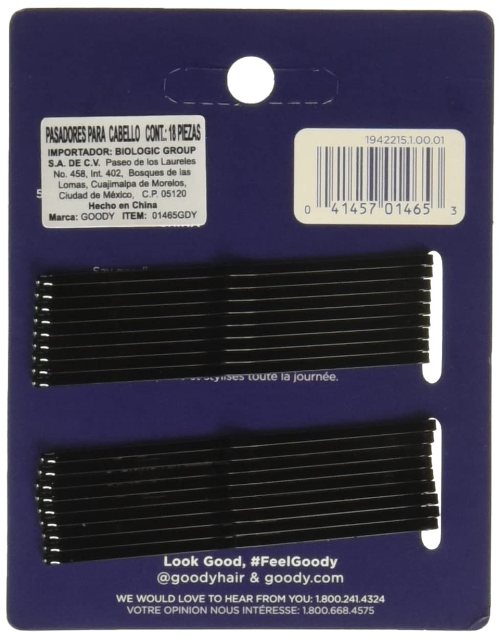 Goody Styling Essentials Bobby Pins, Black, 2.5 Inches 18 ea (Pack of 6)