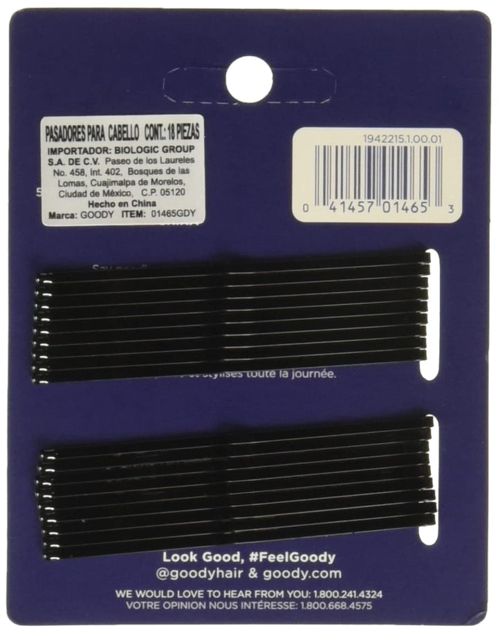 Goody Styling Essentials Bobby Pins, Black, 2.5 Inches 18 ea (Pack of 6)