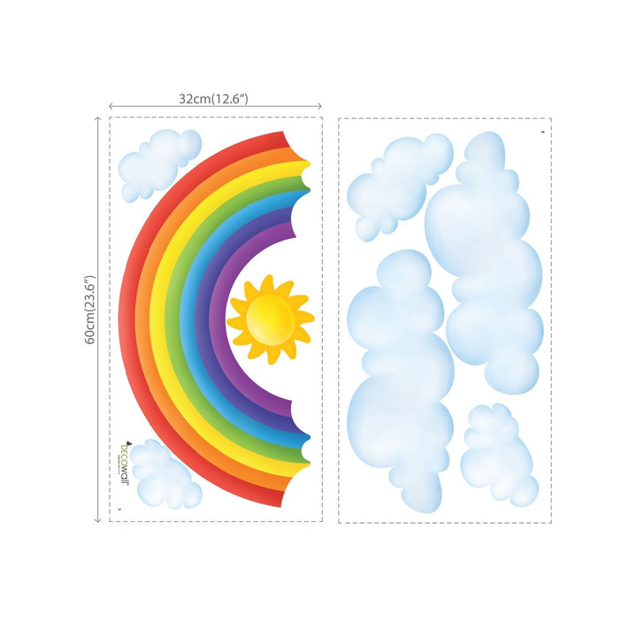 SG-1713 Rainbow and Clouds Kids Wall Stickers Wall Decals Peel and Stick Removable Wall Stickers for Kids Nursery Bedroom Living Room décor