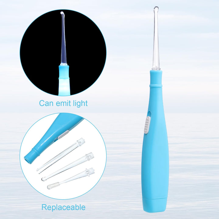 Tonsil Stone Remover Kit, 1 Manual Pump Type Low Pressure Irrigator Oral, 1 Tonsil Stone Remover with LED Light, 1 Stainless Steel Tonsil Stone Removal Tools to Get Rid of Bad Breath(Blue)