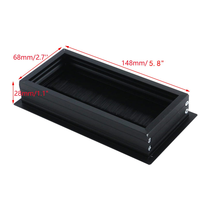160mm Length Black Metal Rectangle Wire Cable Grommet Hole Cover for Computer Desk Table (Black)