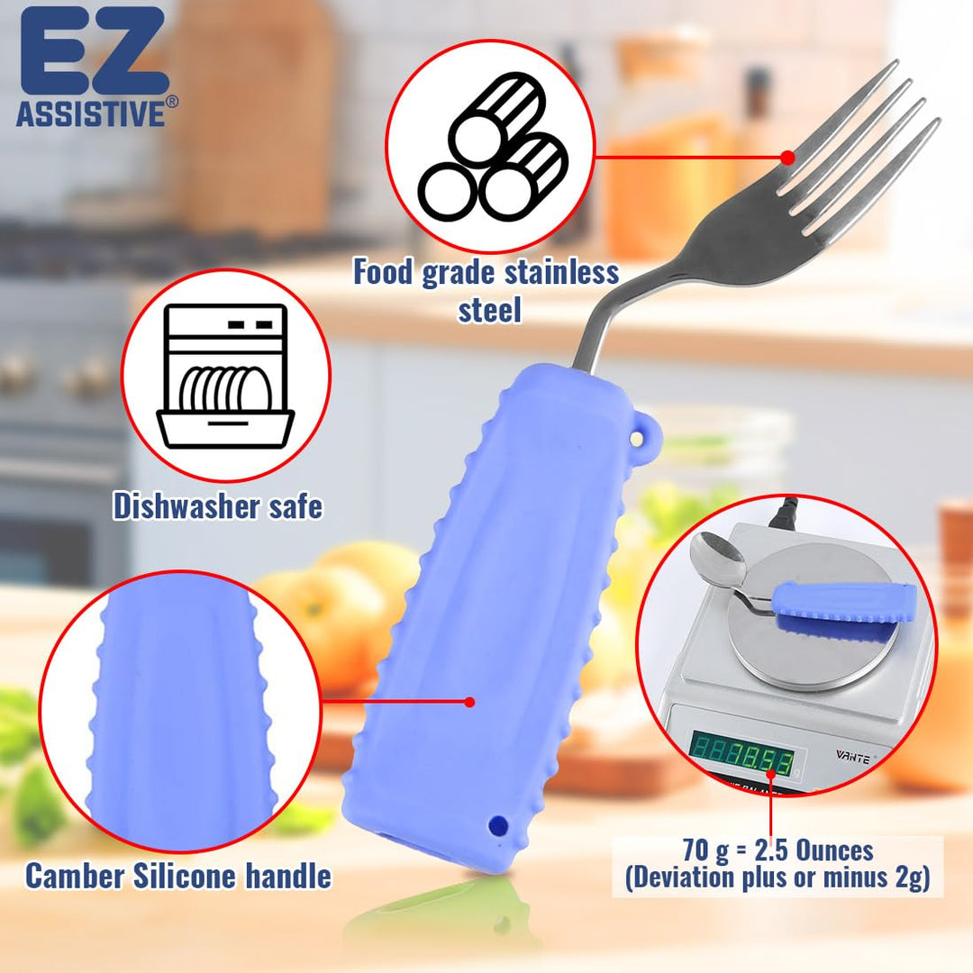Adaptive Utensils Fork Easy to Hold for Independent Eating,Weighted utensils for hand tremors