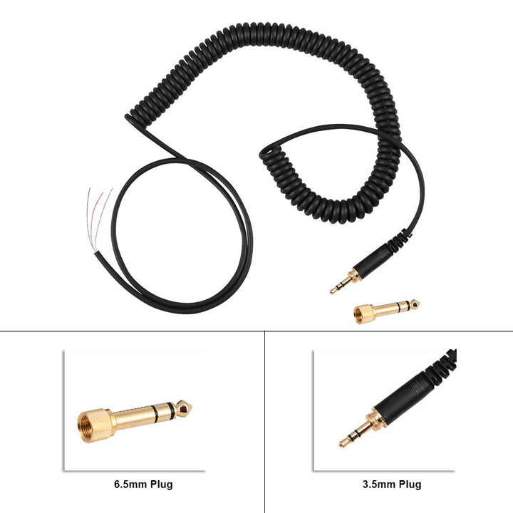 Replacement 3.5mm Male Plug to Bare Wire Open End, 3.5mm Plug Jack Connector Audio Cable for Beyerdynamic 770/770PRO/990/990PRO Headphones Repair, with 6.35mm Plug