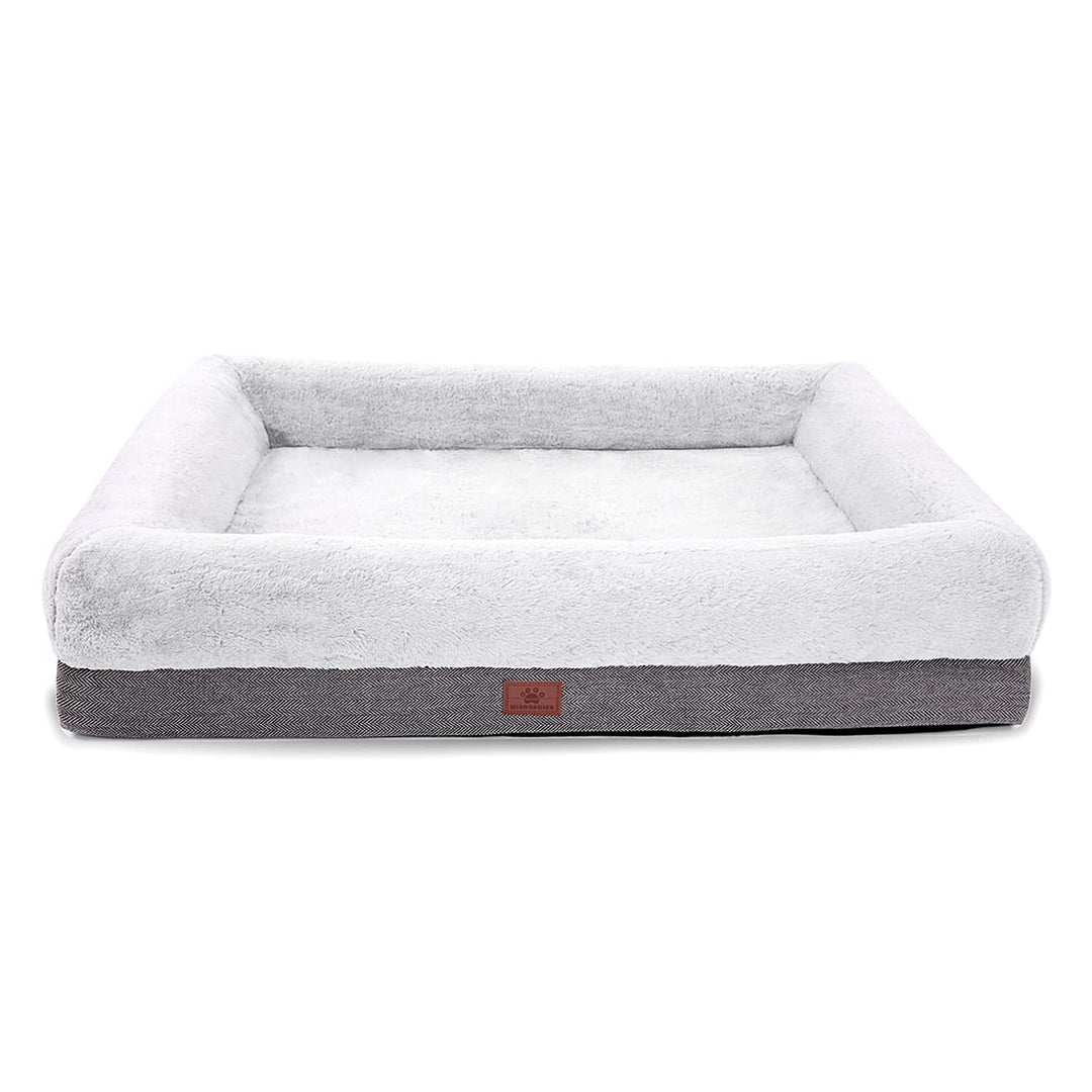 Orthopedic Dog Bed for Large Dogs, Bolster Sides Dogs Sofa Bed with Removable Washable Cover & Non-Skid Bottom, Soft Pet Bed with Egg Foam Dog Couch for Sleeping, 40 x 28 Inch, Gray