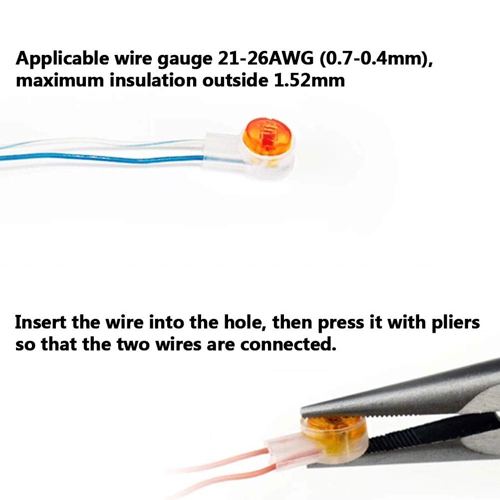 200PCS Waterproof Gel-Filled Orange Clear Button Telephone Wire Connectors UY Butt Splice Connector K1 Network Cable Terminals