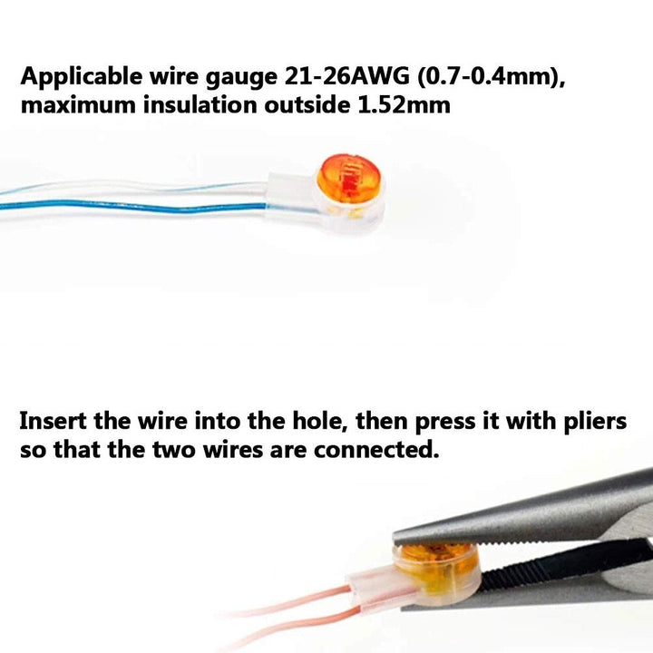 200PCS Waterproof Gel-Filled Orange Clear Button Telephone Wire Connectors UY Butt Splice Connector K1 Network Cable Terminals