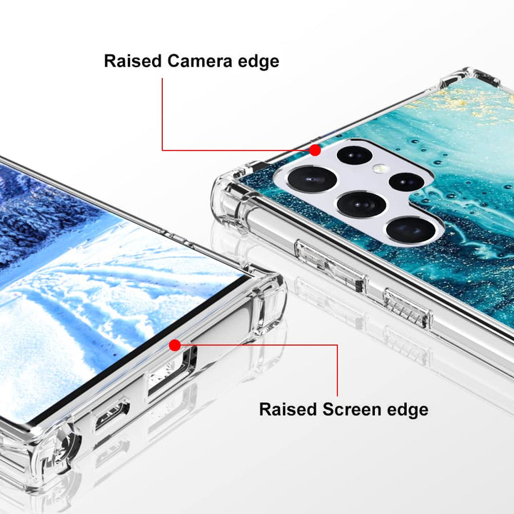 Samsung Galaxy S22 Ultra Case Blue Beach for Women Men, Durable PC Back/Clear Soft TPU Bumper,Reinforced Corners Shockproof Protective Phone Case for Samsung Galaxy S22 Ultra 6.8 Inch 2022